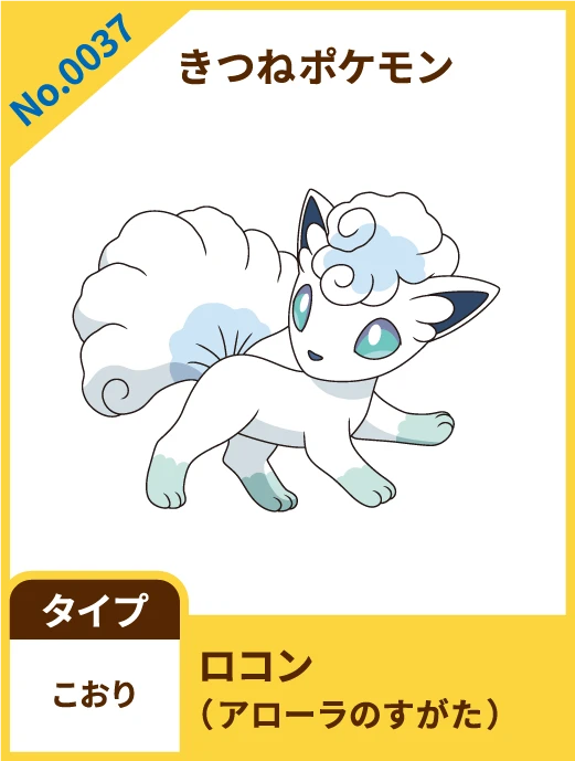 No.0037 きつねポケモン ロコン（アローラのすがた） タイプ こおり