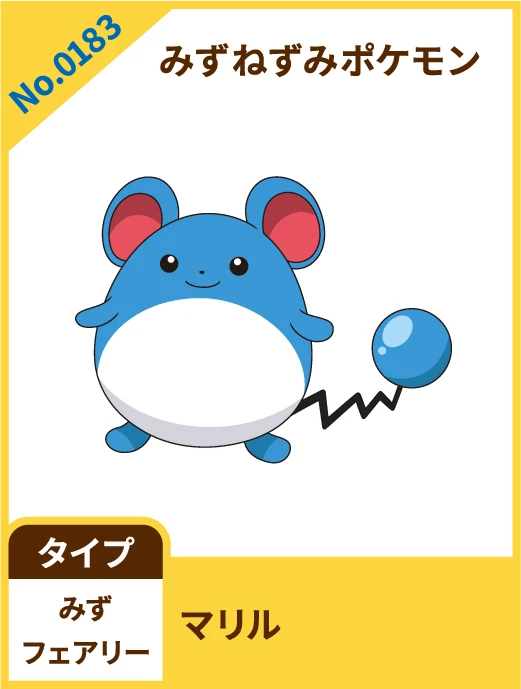 No.0183 みずねずみポケモン マリル タイプ みず フェアリー